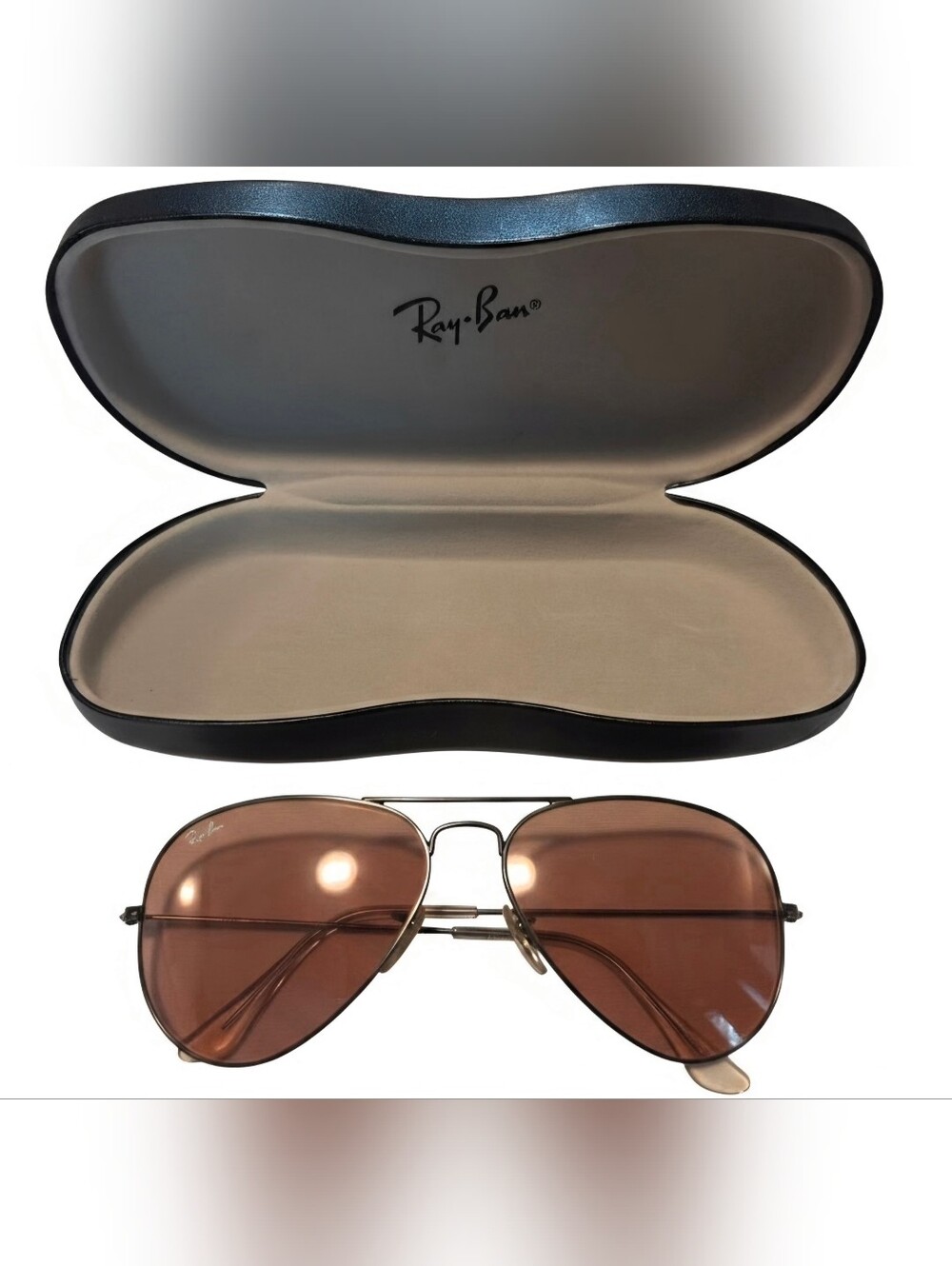 Ray-Ban RB3025 Pink Aviator Sunglasses With Black Leather Case